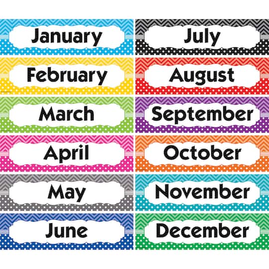 Teacher Created Resources Chevrons &#x26; Dots Monthly Headliners, 12 Pack Bundle